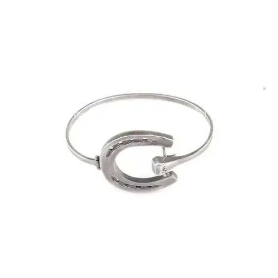 Silver Steed Big Horseshoe Bangle full silver size small Bangle