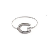 Silver Steed Big Horseshoe Bangle full silver size small Bangle