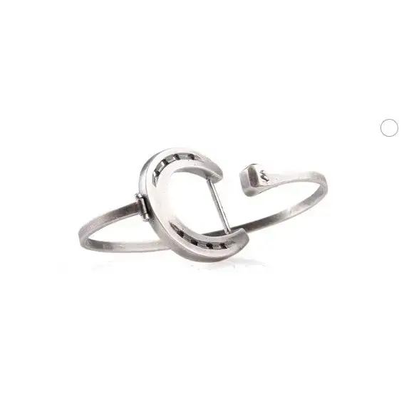 Silver Steed Big Horseshoe Bangle full silver size small Bangle