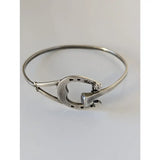 Silver steed big sterling silver horseshoe bangle bracelet with polished finish and small rectangular clasp