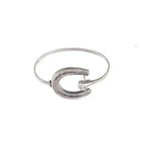 Silver steed big sterling silver horseshoe bangle with polished finish and subtle engraved detailing