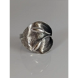 Silver Steed Big Leaf with Ornament Silver Ring Large Long Buds Rings