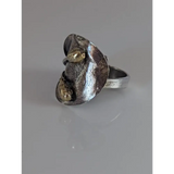 Silver Steed Big Leaf with Ornament Silver Ring Large Long Buds Rings