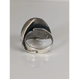 Silver Steed Big Leaf with Ornament Silver Ring Large Long Buds Rings