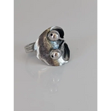 Silver Steed Big Leaf with Ornament Silver Ring Large Long Buds Rings