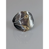 Silver Steed Big Leaf with Ornament Silver Ring Large Long Buds Rings