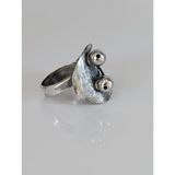 Silver Steed Big Leaf with Ornament Silver Ring Large Long Buds Rings