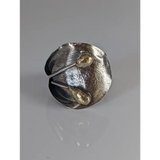 Silver Steed Big Leaf with Ornament Silver Ring Small Brass Buds Rings