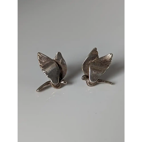 Silver Steed Bird Stud Earrings Earrings