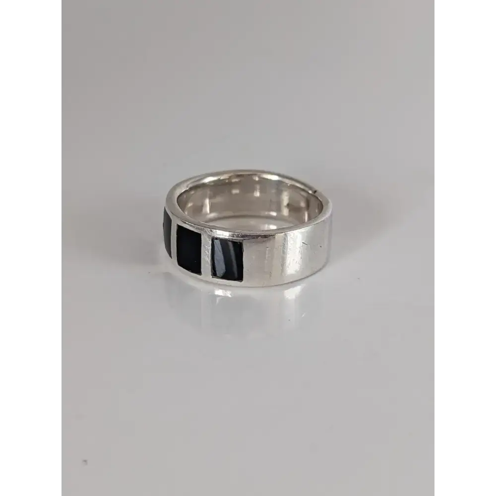 Silver Steed Black Mass Silver Band N Rings