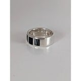 Silver steed black mass silver band ring with three rectangular black inlays perfect for equestrian jewelry fans