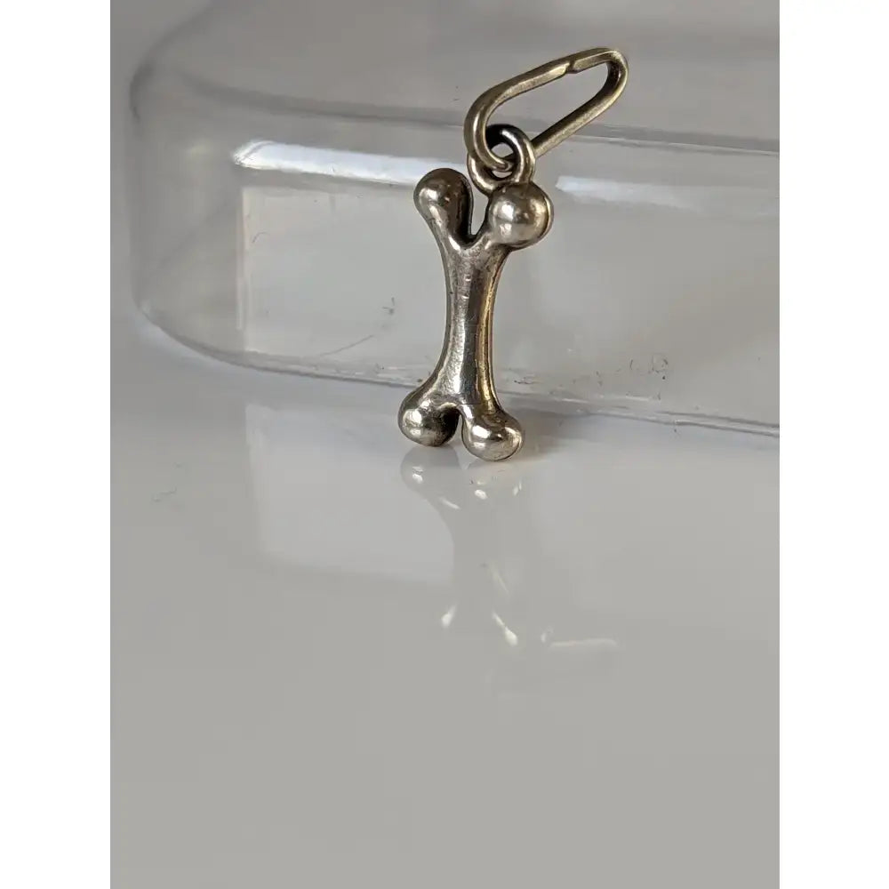 Silver steed bone silver pendant with polished silver bone shape and small attachment loop for easy wear