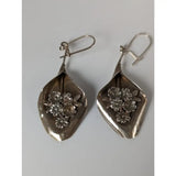 Silver steed bouquet dropped earrings in silver with leaf shape and delicate floral embossing perfect equestrian jewelry