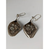 Silver steed bouquet dropped earrings silver leaf shape with delicate floral embellishments perfect equestrian jewelry