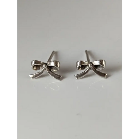 Silver Steed Bow Stud Earrings Earrings
