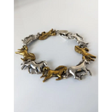 Silver Steed Silver & Brass Galloping Horses Bracelet Bracelets