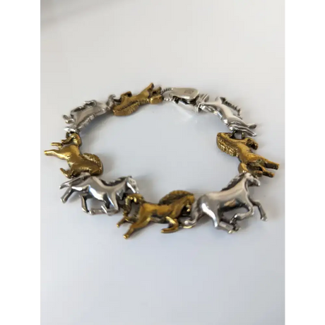 Silver Steed Silver & Brass Galloping Horses Bracelet Bracelets