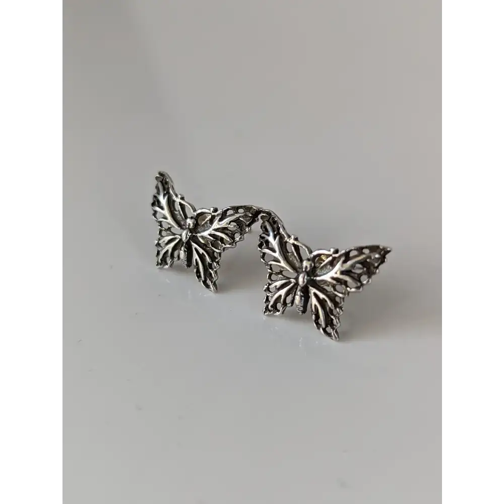 Silver Steed Butterfly Stud Earrings Earrings