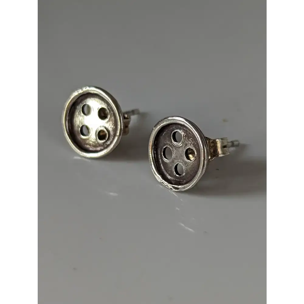 Silver Steed Button Stud Earrings Earrings
