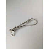 Silver steed cane brooch handmade silver tie pin with twisted chain and ornate stylized animal head design