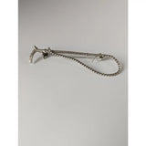 Silver steed cane brooch tie clip in silver with twisted rope chain and ornate curved handle handmade silver accessory