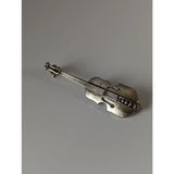 Silver steed cello silver brooch shaped like a violin with detailed craftsmanship and polished metallic finish