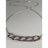 Silver steed chain link necklace made of silver-toned metal with bold geometric links for a stylish chain link necklace look