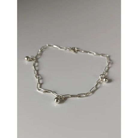 Silver Steed Chain with Ball Charms Silver Bracelet A 19CM Bracelets