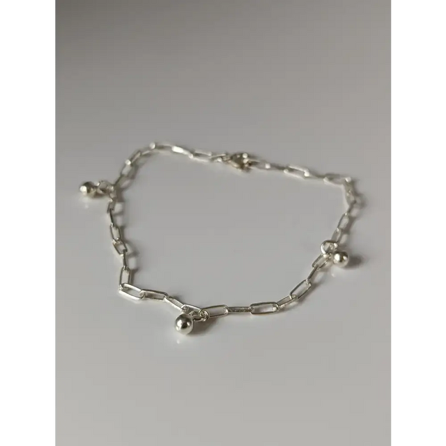 Silver Steed Chain with Ball Charms Silver Bracelet A 19CM Bracelets