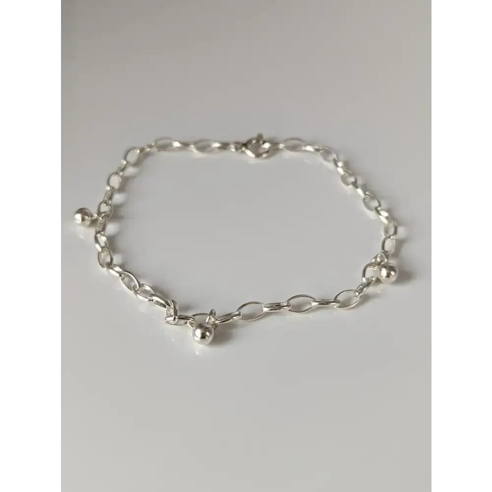 Silver Steed Chain with Ball Charms Silver Bracelet B 19CM Bracelets