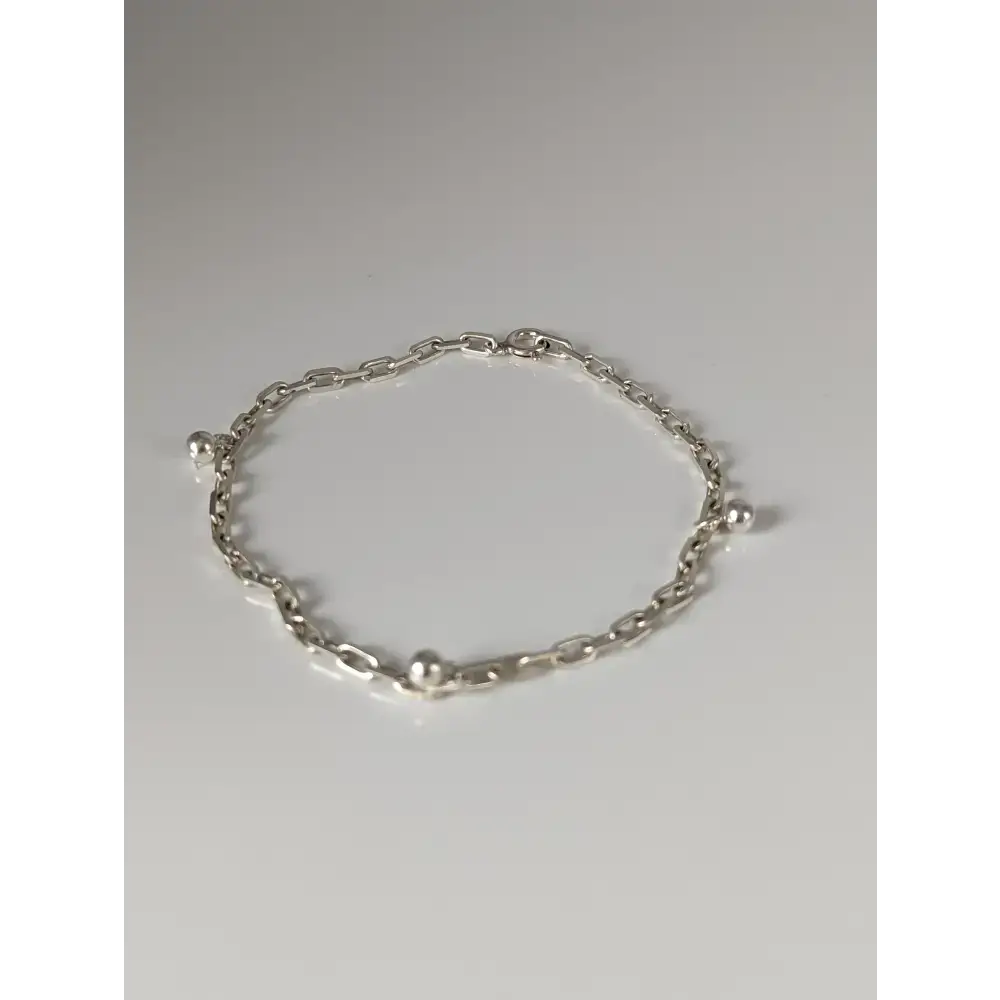 Silver Steed Chain with Ball Charms Silver Bracelet A 19CM Bracelets
