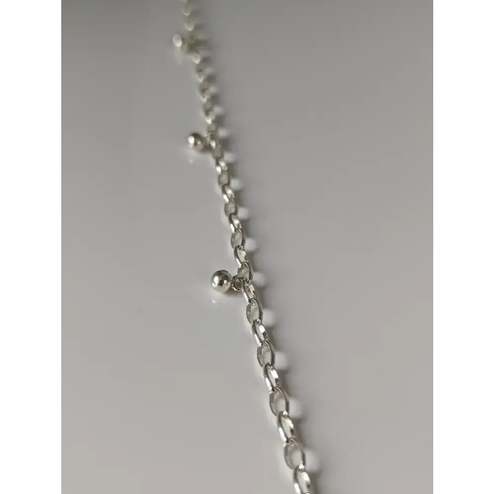 Silver Steed Chain with Ball Charms Silver Bracelet A 19CM Bracelets