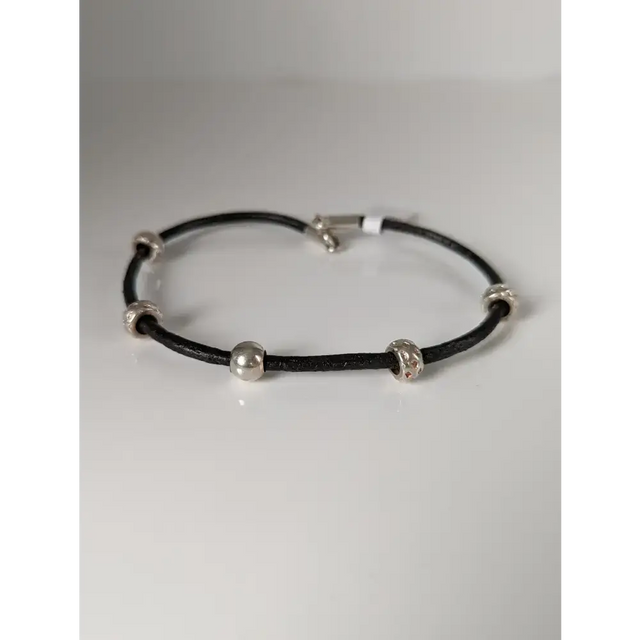 Silver Steed Silver Charms on Leather Cord Bracelet Bracelets