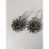 Silver steed chrysanthemum dropped earrings with handmade silver, layered chrysanthemum petals, and hook clasps