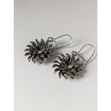 Silver steed chrysanthemum dropped earrings handmade silver daisy shaped with intricate layered petals and hook clasps
