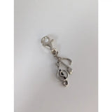 Silver steed clef & note silver charm featuring a treble clef design and lobster clasp for easy attachment