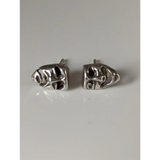 Silver Steed Comedy Tragedy Masks Stud Earrings Earrings