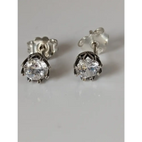 Silver Steed Crystal Crown Stud Earrings Earrings
