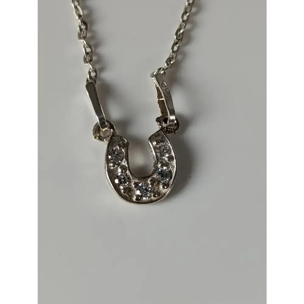 Silver Steed Crystal Horseshoe Necklace Necklaces
