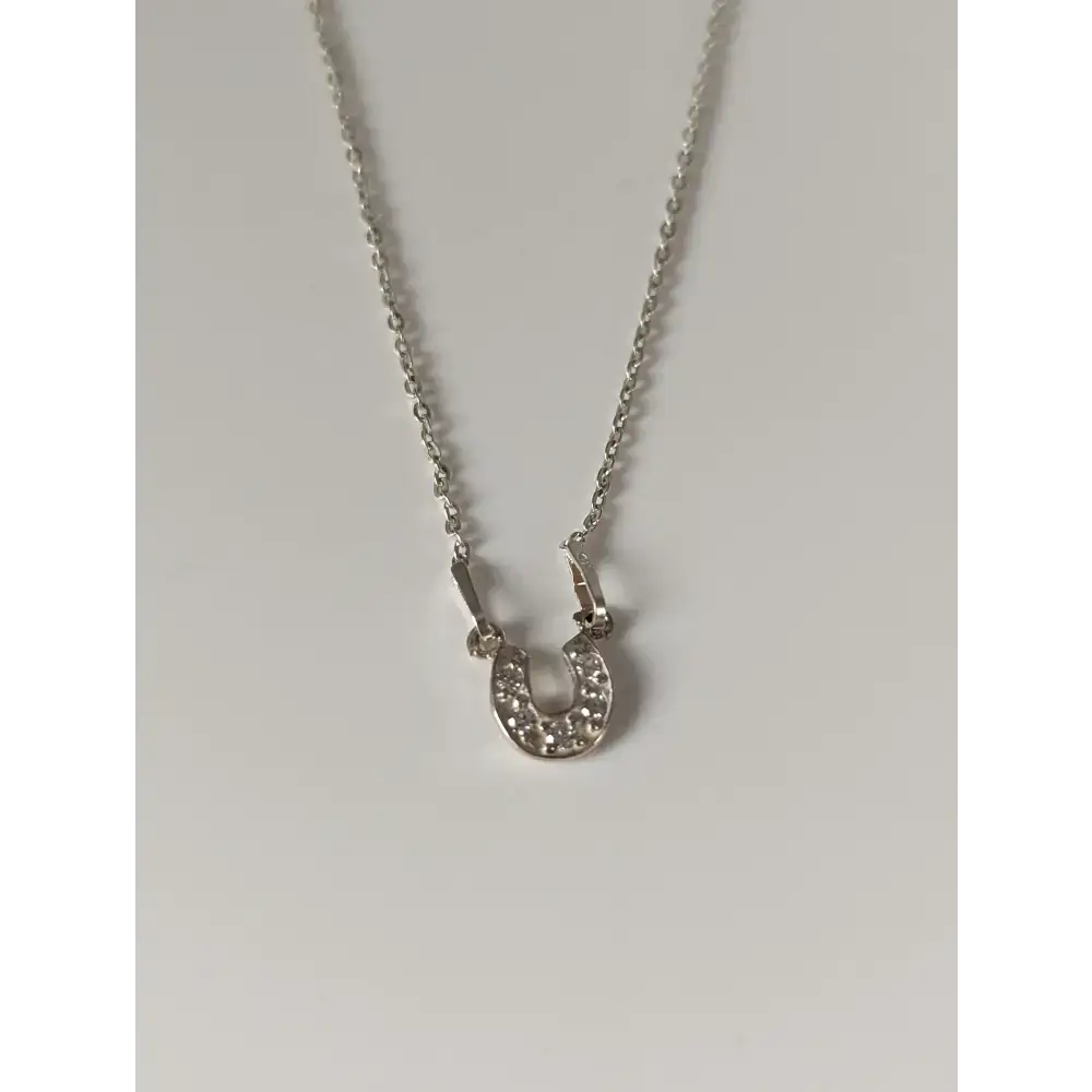 Silver Steed Crystal Horseshoe Necklace Necklaces