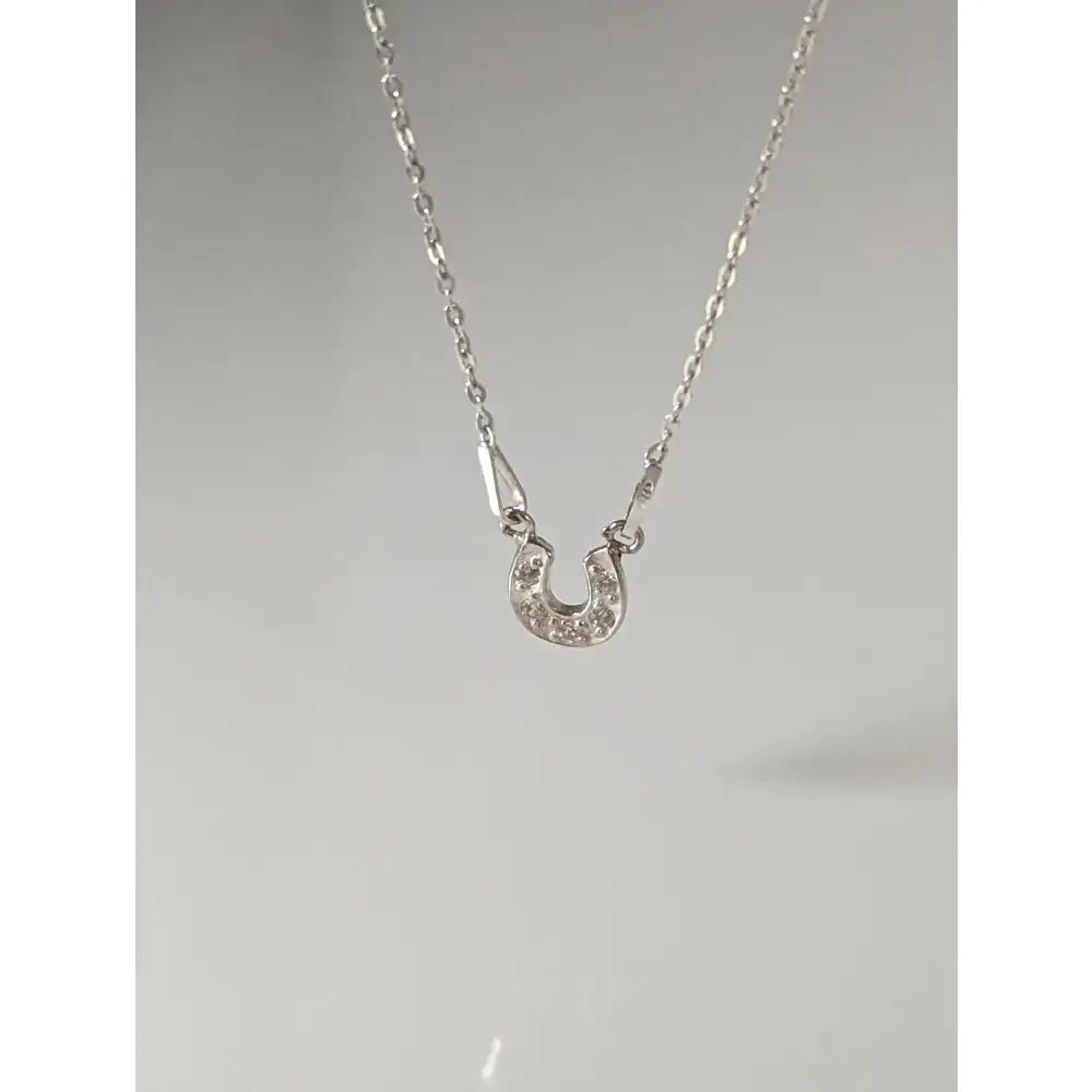 Silver steed crystal horseshoe necklace with delicate silver pendant adorned with sparkling clear stones perfect equestrian jewelry