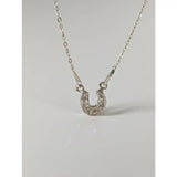 Silver steed crystal horseshoe necklace with sparkling clear crystals on a delicate silver pendant, perfect equestrian jewelry