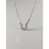 A delicate silver steed crystal horseshoe necklace with sparkling clear stones perfect for equestrian jewelry lovers