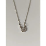 Silver steed crystal horseshoe necklace with clear crystal embellishments in a silver pendant, perfect equestrian jewelry