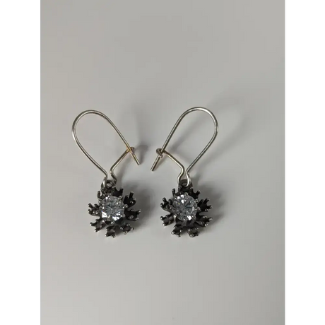 Silver Steed Crystal Sunflower Dropped Earrings Earrings
