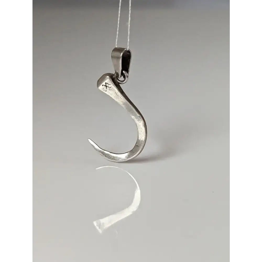 Silver Steed Curved Horseshoe Nail Silver Pendant Pendant