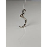Silver steed curved horseshoe nail silver pendant in silver-toned metal shaped like a curved claw with clasp and square accent