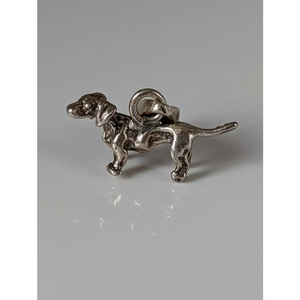 Silver steed dachshund pendant featuring a detailed standing dachshund silver charm with a loop for attachment