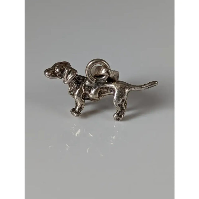 Silver steed dachshund pendant featuring a detailed standing dachshund silver charm with a loop for attachment