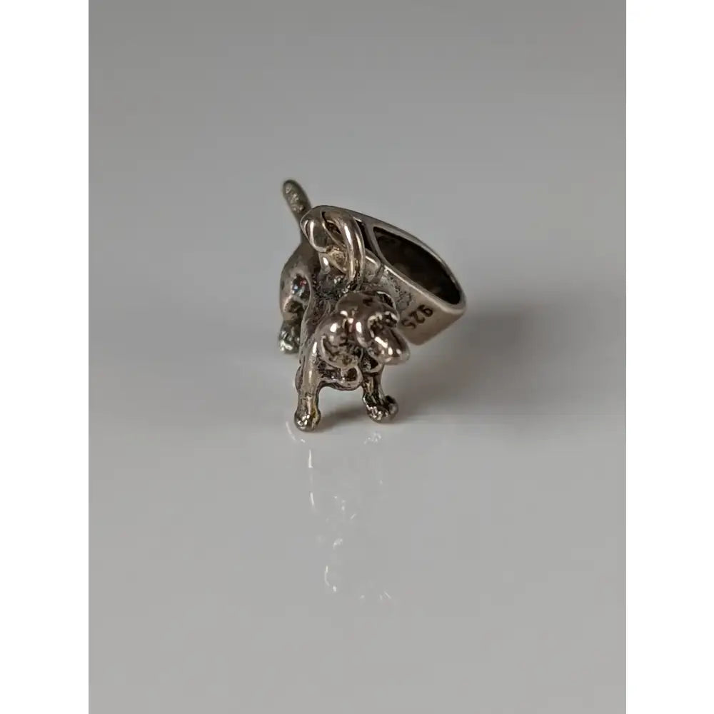 Silver-toned bulldog ring with detailed sculpting and polished finish perfect for silver steed dachshund fans